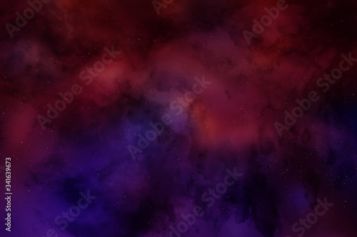 Nebula and galaxies in deep, dark space. Abstract cosmos background. Starry sky.