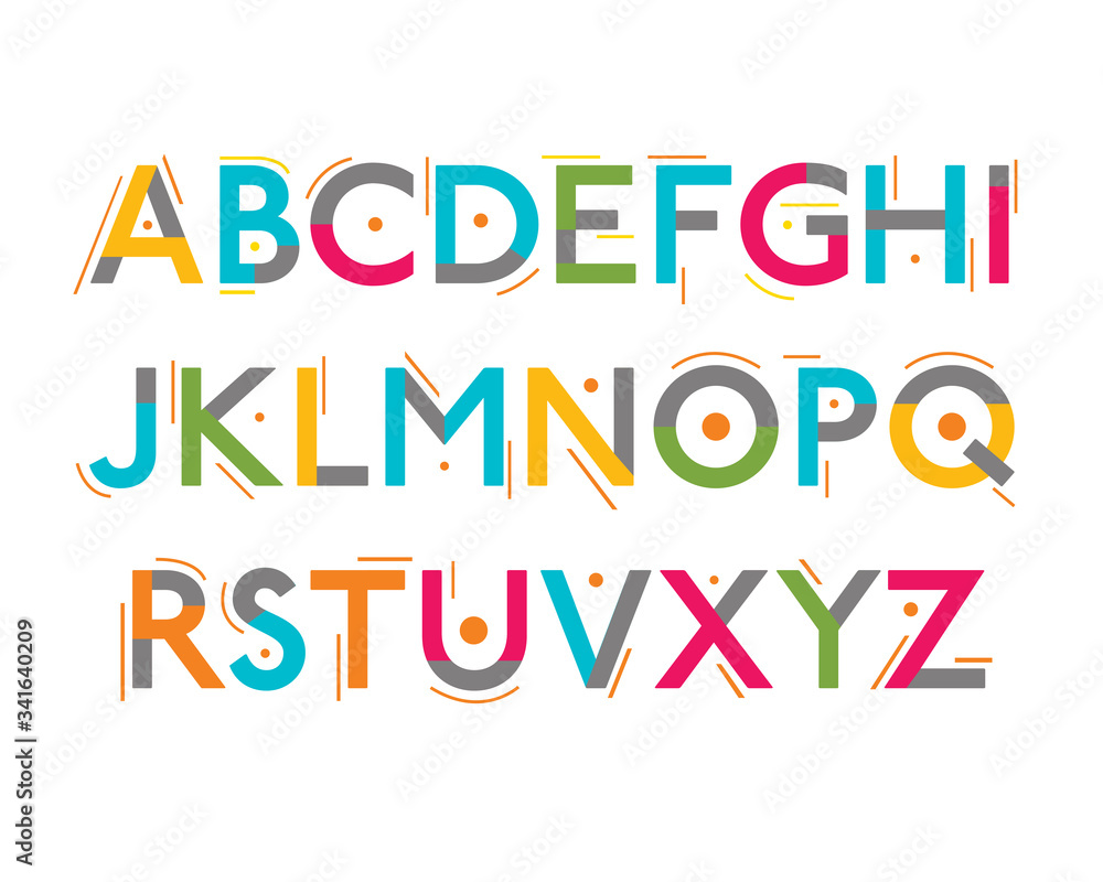 Abstract digital modern alphabet fonts.