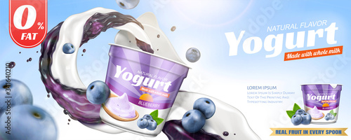 Natural blueberry yogurt banner ads