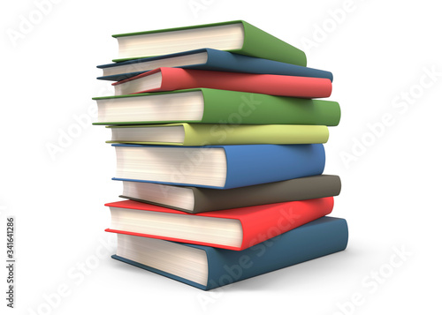 Stack of books isolated 3d rendering