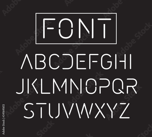 Thin font. Futuristic font. Cosmic Font. Vector alphabet set. Elegant light font. Minimal. Latin alphabet letters - stock vector
