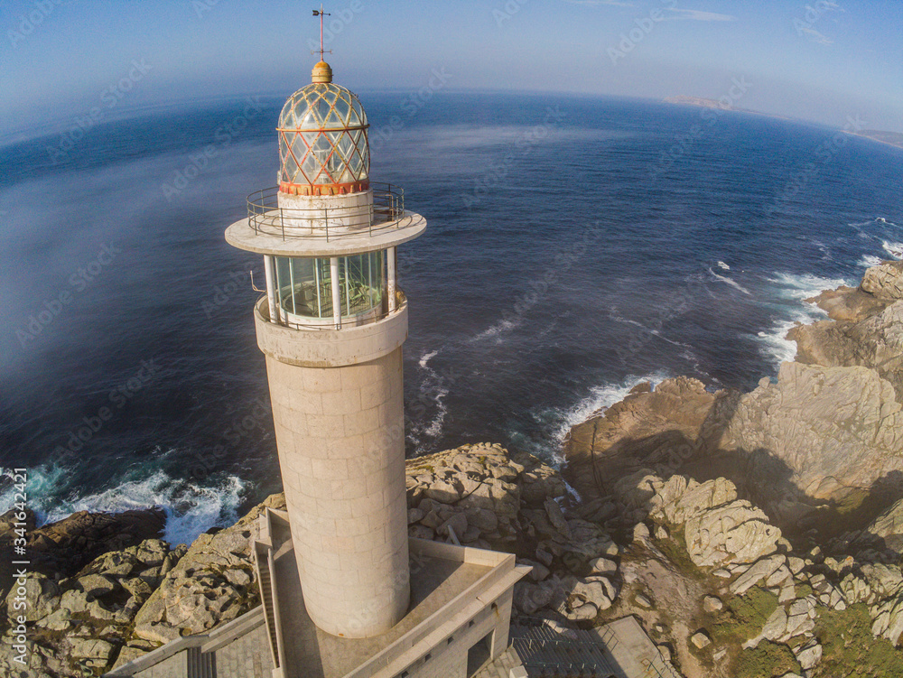 Aerial view in lighthouse area on coast of Galicia,Spain. Drone Photo