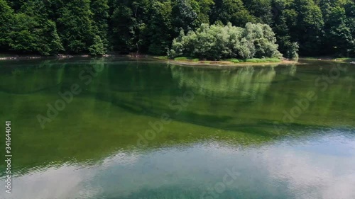 Aerial,Tranquil Clear Lake At Biogradska Gora National Park, Montenegro. photo