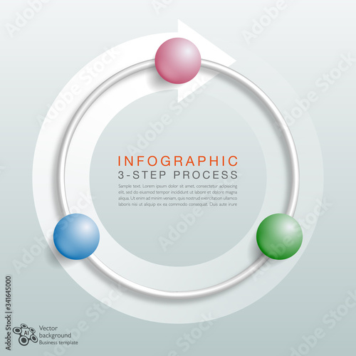 Business chart template. 3-Step Process.