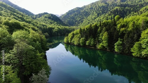 Aerial Flyover Of Biogradska Gora National Park In Montenegro. photo