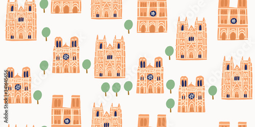 seamless pattern - old eauropean gothic cathedral photo