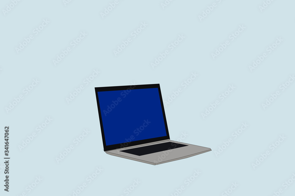 Isometric 3d illustration of open laptop isolated on blue background Isometric 3d illustration of open laptop isolated on blue background