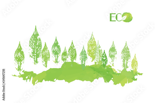 Eco friendly artistic forest. Editable poster, flyer template design