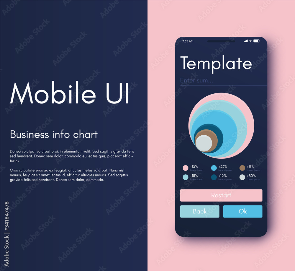 Mobile application interface. Ui design, vector illustration Mobile application interface. Ui design, vector illustration