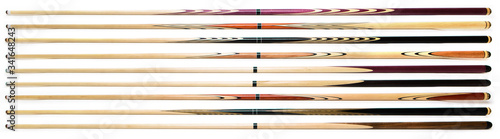 Canvas Print billiard cue sticks isolated on white background