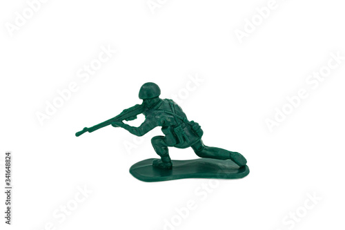 Green toy soldiers on white background. Soldier six on six models. (6/6) Picture thirteen on sixteen viewing angles. (13/16)