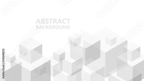 Vector abstract background with geometric gray cubes. Modern abstract geometric background with grey cubes. An excellent advertising poster  print  template for business report. 3D vector.
