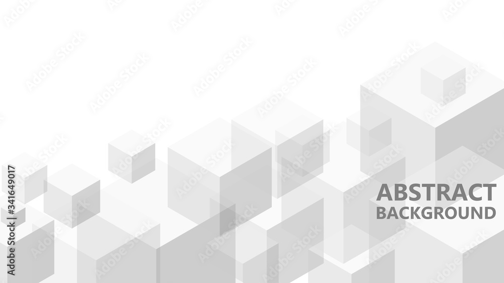 Vector abstract background with geometric gray cubes. Modern abstract geometric background with grey cubes. An excellent advertising poster, print, template for business report. 3D vector.