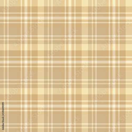 Seamless pattern in interesting cozy beige and yellow colors for plaid, fabric, textile, clothes, tablecloth and other things. Vector image.