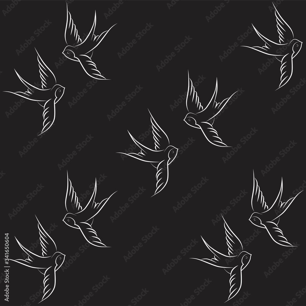 Fototapeta premium Hand, holding, swallow, bird, vector, illustration