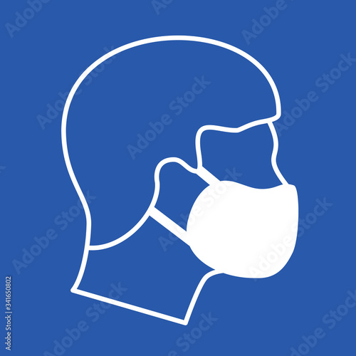 Respiratory protection face mask male head line art icon