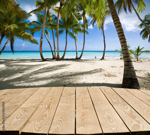 Empty wooden tabletop for Y...