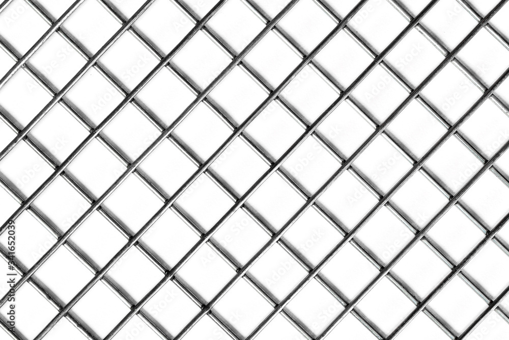 Insulated metal mesh with a square section on a white background Insulated metal mesh with a square section on a white background