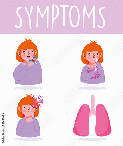 covid 19 coronavirus infographic, symptoms sore throat, shortness of breath, respiratory
