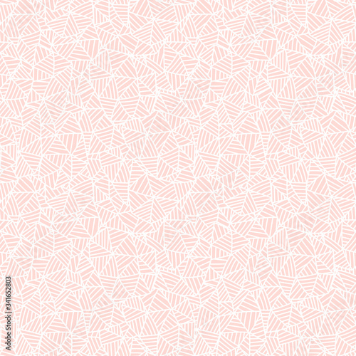 Cute pastel pink on white linear doodle triangle seamless pattern. Hand drawn stripped triangular background. Infinity geometrical wallpaper, wrapping paper, fabric, textile. Vector illustration. 