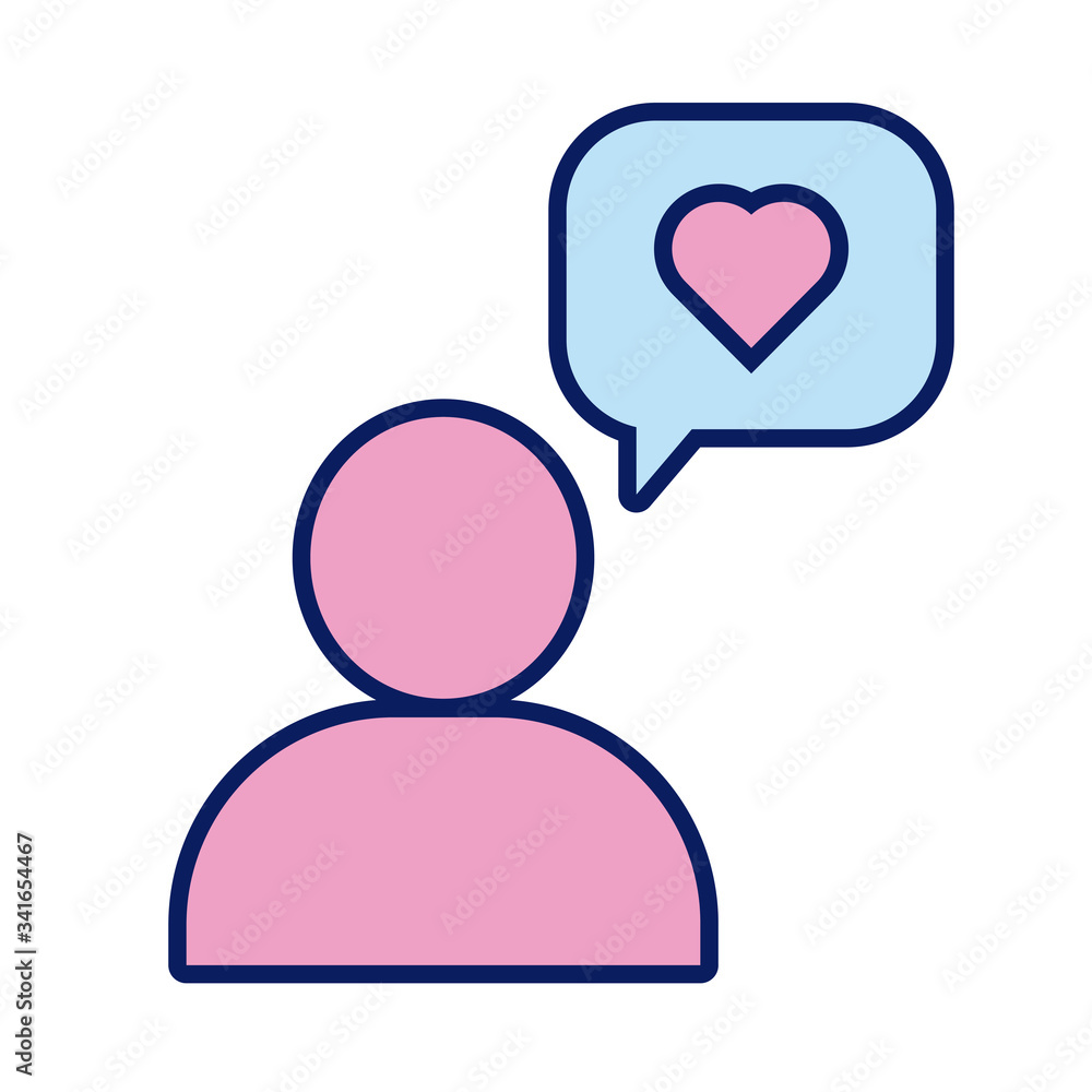 human figure with speech bubble and heart solidarity line and fill human figure with speech bubble and heart solidarity line and fill