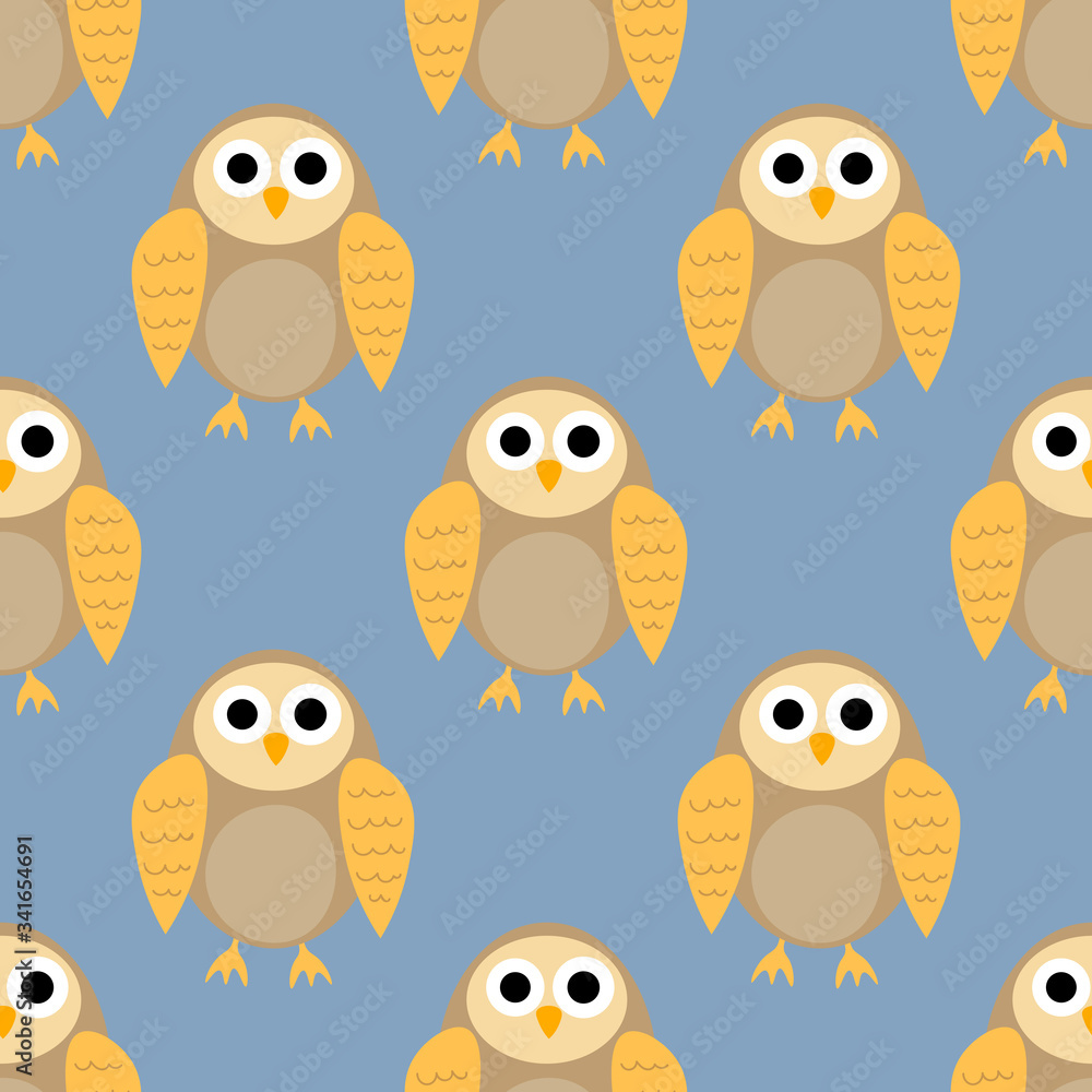 Cartoon owl seamless pattern. Cute bird background. Vector illustration. Cartoon owl seamless pattern. Cute bird background. Vector illustration.
