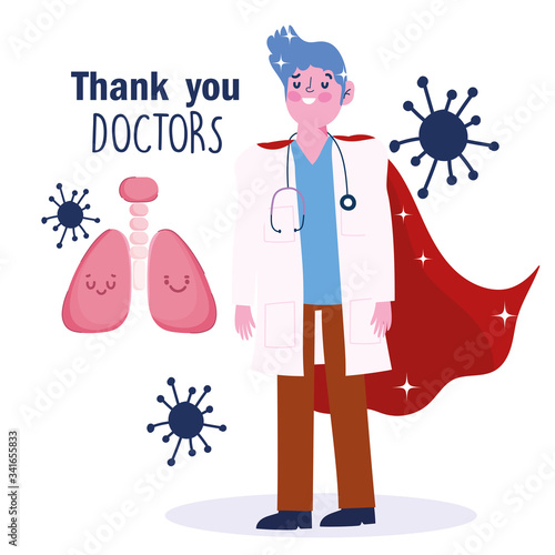 doctor hero, character medical staff professional cartoon