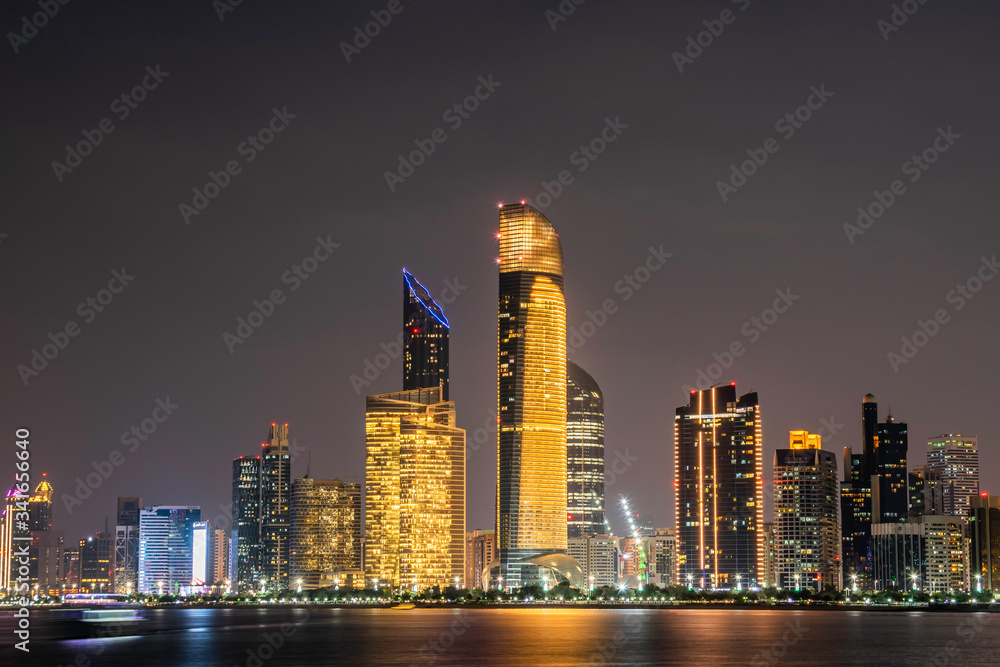 ABU DHABI city view during golden hours, taken from marina break water