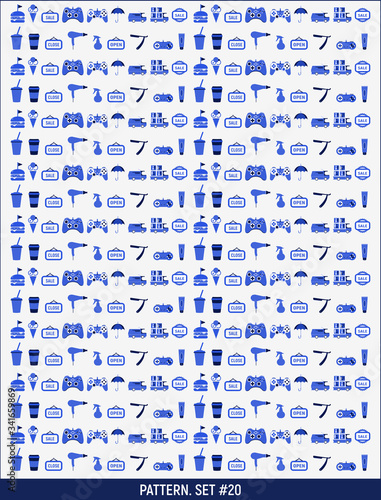 Pattern with 18 icons