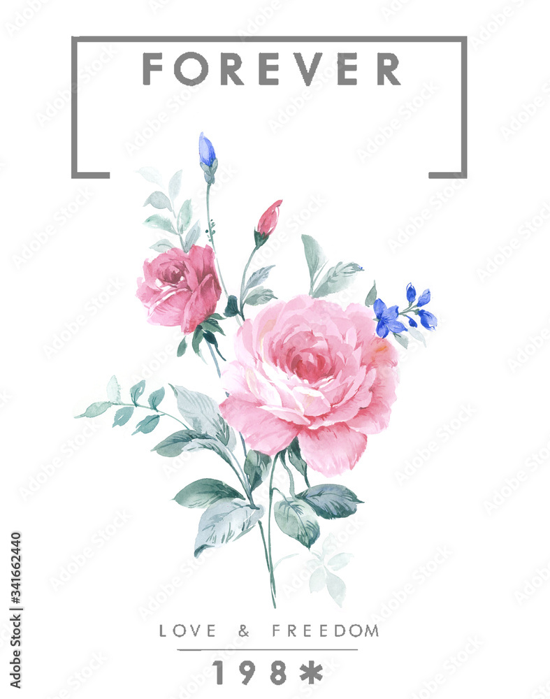 
Flowers watercolor illustration.Manual composition.Big Set watercolor elements，Design for textile, wallpapers，Element for design,Greeting card