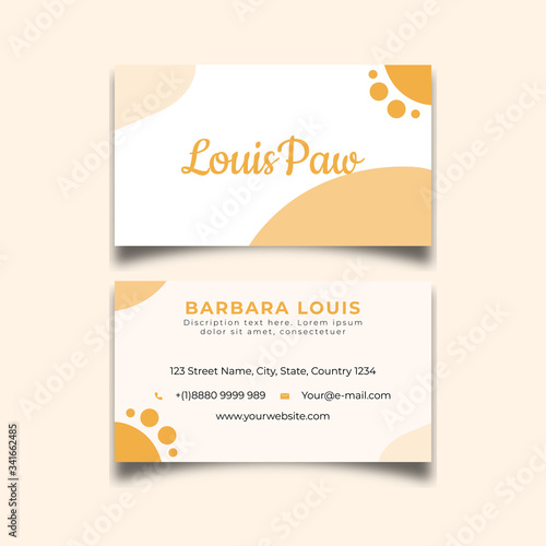 Business card abstract design pet with big cat cute paw template