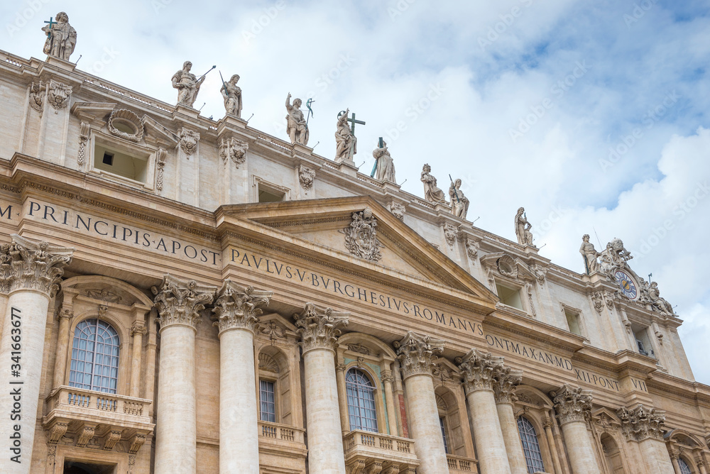 Vatican, Rome / Italy 10.02.2015.Facade of the Papal Basilica of Saint Peter in the Vatican