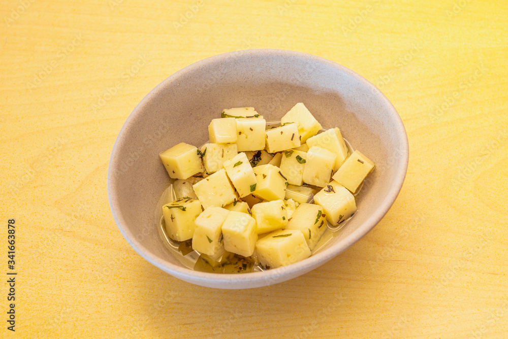 Bowl with cheese chips Bowl with cheese chips