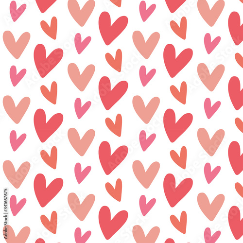 Res and pink hearts, lone, valentine vector pattern