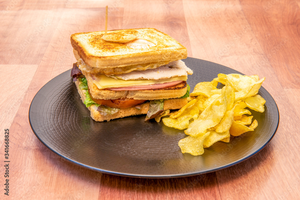 Image of sandwich prepared in restaurant Image of sandwich prepared in restaurant