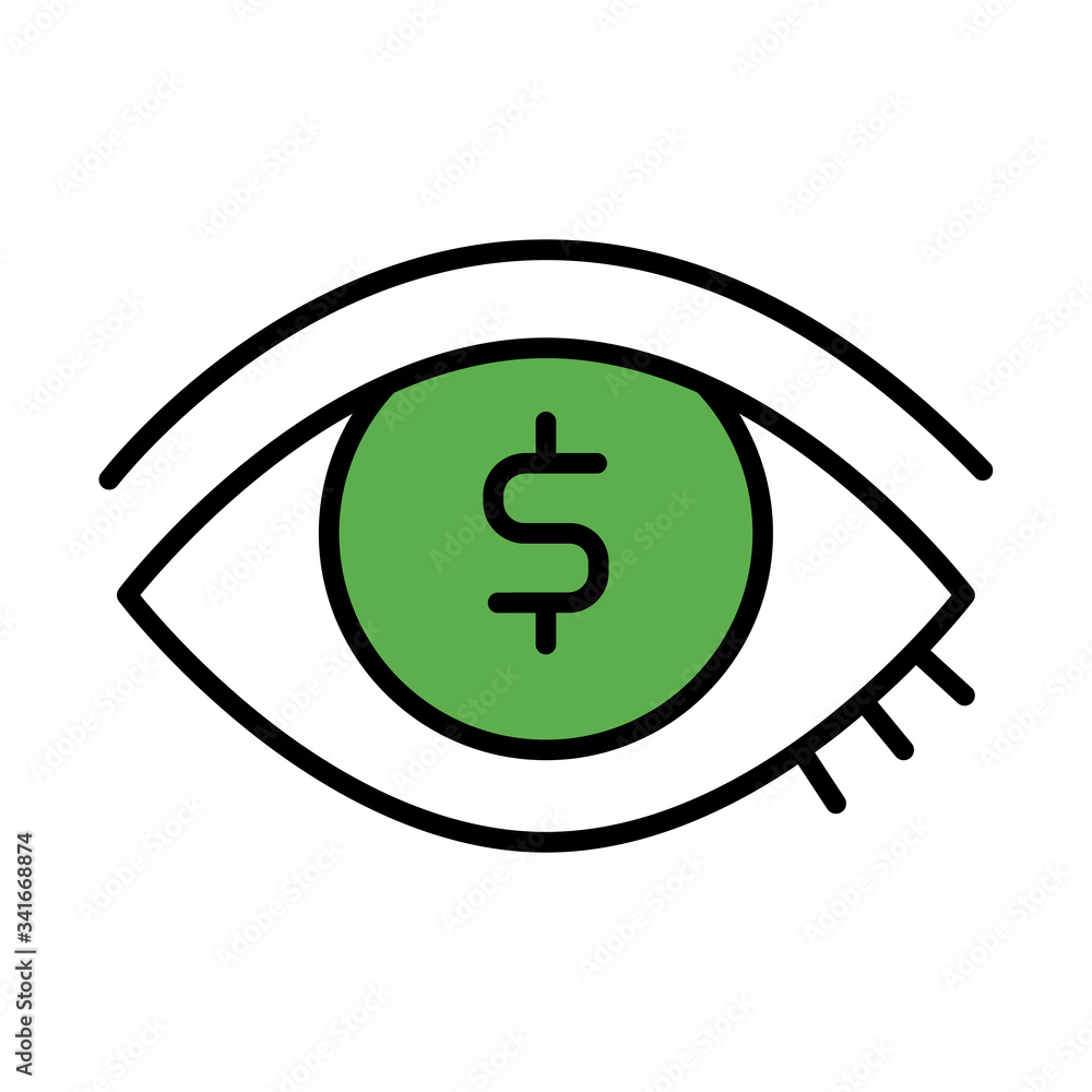 eye with dollar symbol line and fill style eye with dollar symbol line and fill style