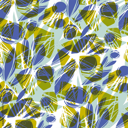 Layered rapport of blue flowers and green grass