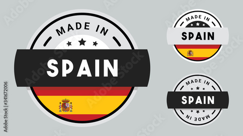 Made in Spain collection for label, stickers, badge or icon with Spain flag symbol. 