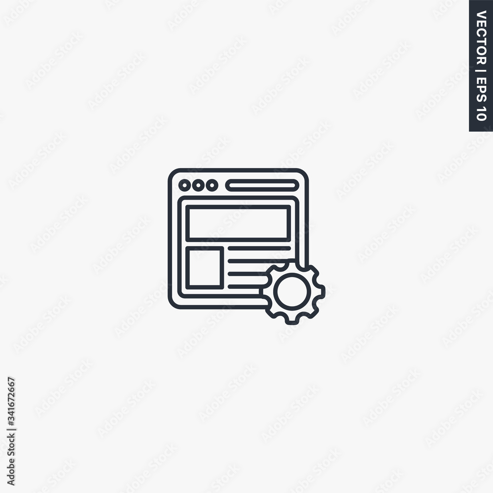 Web setting, linear style sign for mobile concept and web design Web setting, linear style sign for mobile concept and web design