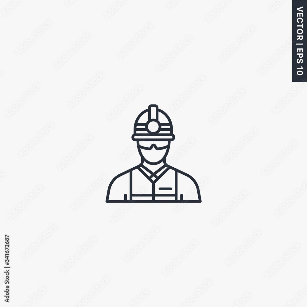 Worker, linear style sign for mobile concept and web design