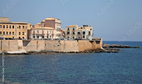 Italy, Sicily: Foreshortening of Ortigia Island in Syracuse.