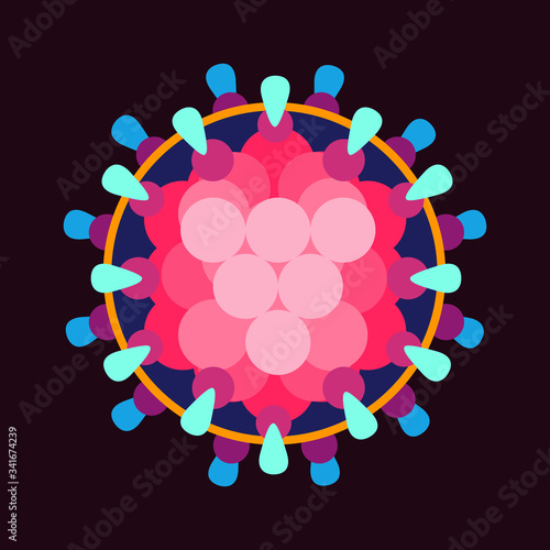 Virus Bacteria Covid-19 Flu Microscobic Comic Style Illustration