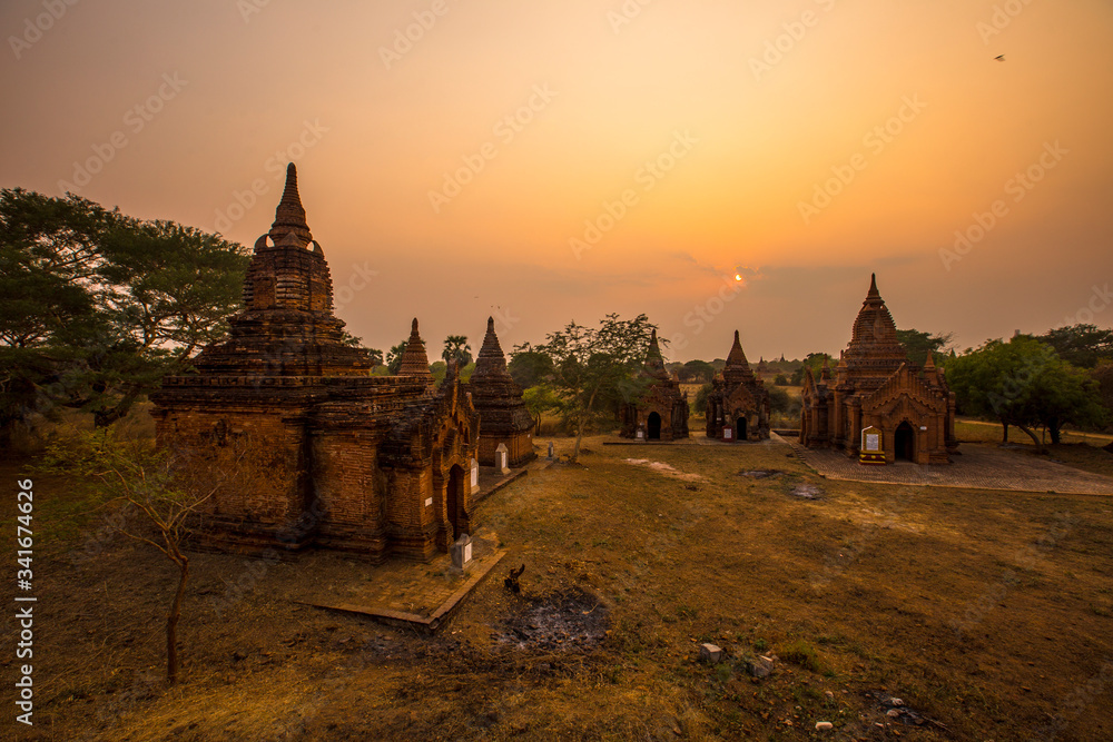 Sunset from small temples in Bagan. Myanmar
