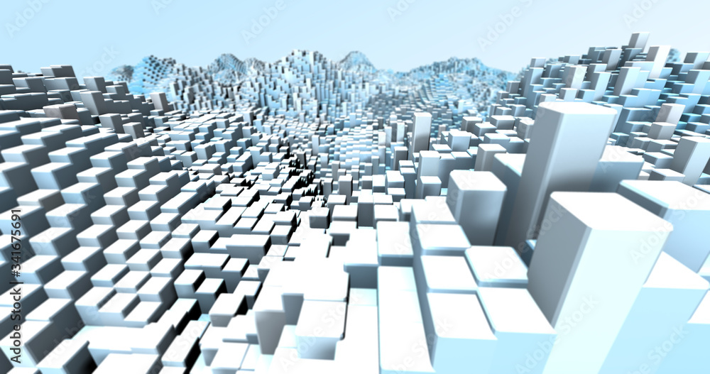 Fototapeta premium Abstract grid shape landscape background. 3D rendering