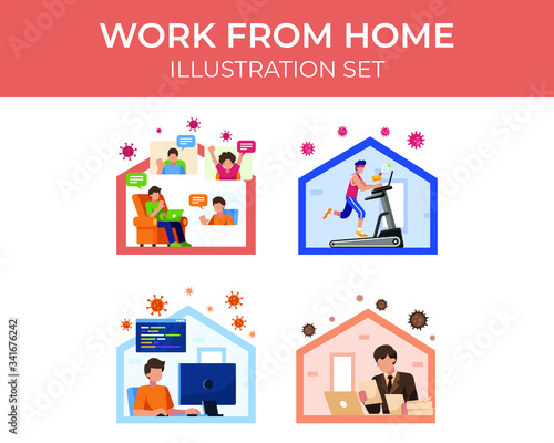 Work From Home Illustration Set