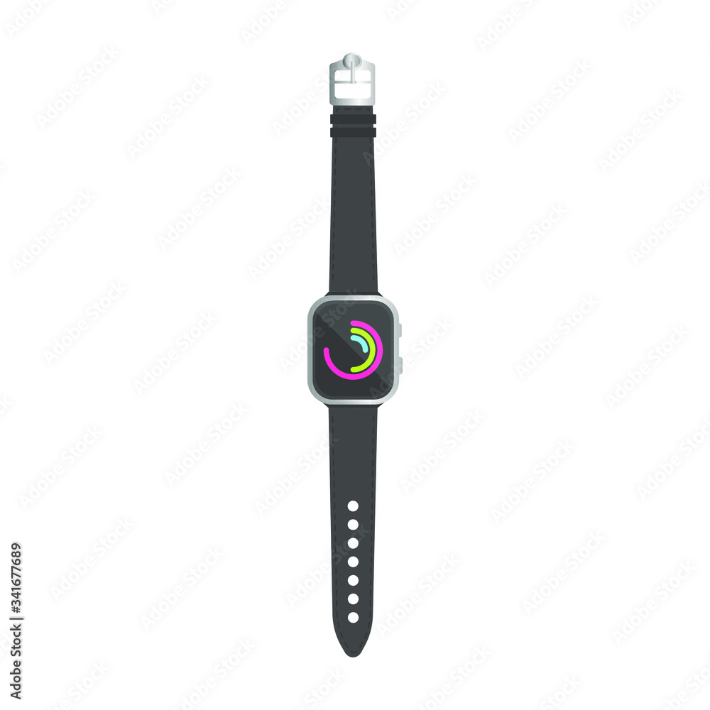 Silver smart watch with activity app. Silver smart watch with activity app.