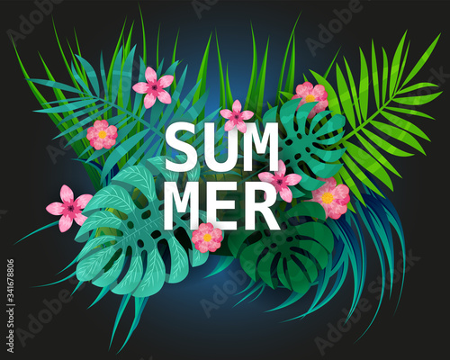 Summer tropical leaves exotical plants palm jungle leaf