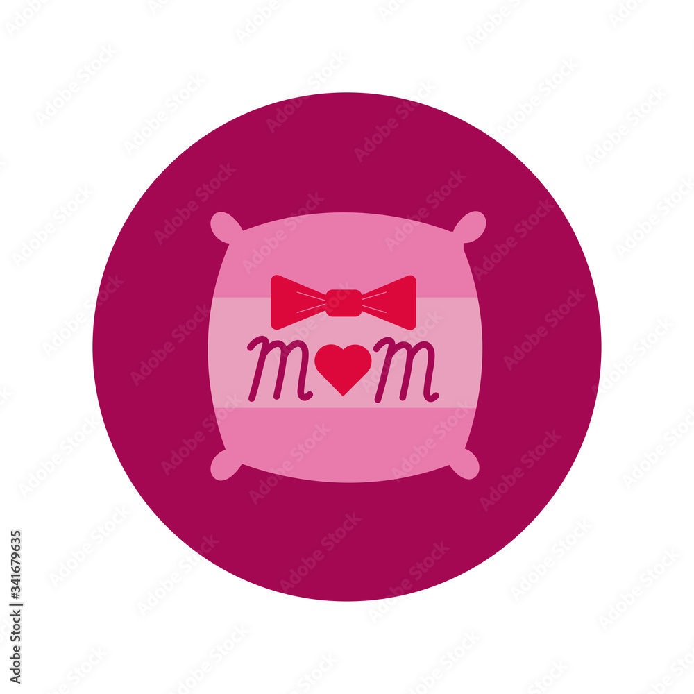 mother day pillow with heart block and flat style icon mother day pillow with heart block and flat style icon