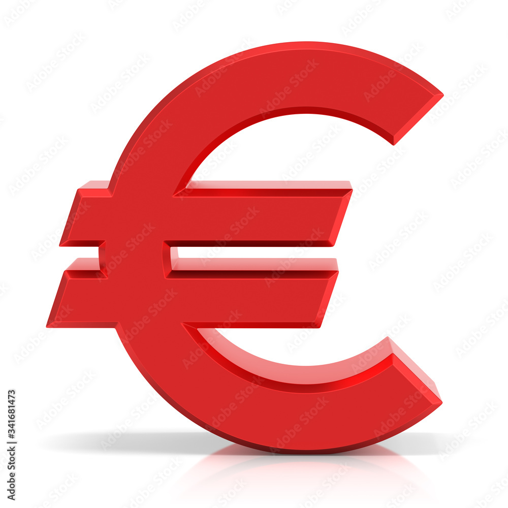 Red euro sign, symbol Red euro sign, symbol