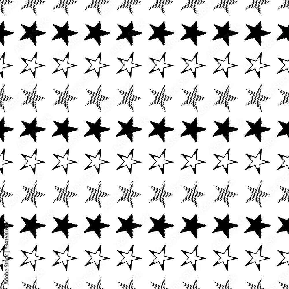 Naklejka premium Seamless doodle hand drawn stars